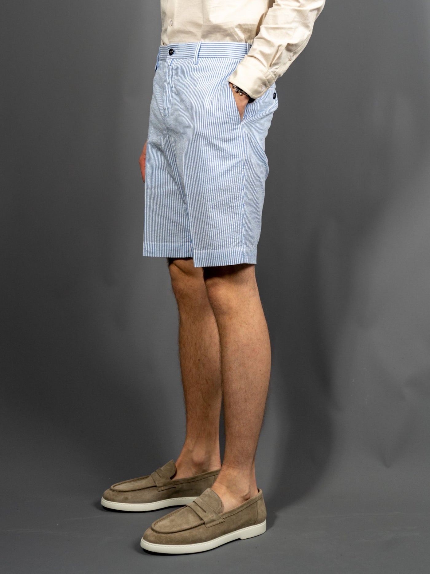 Seersucker Striped Shorts - Blå