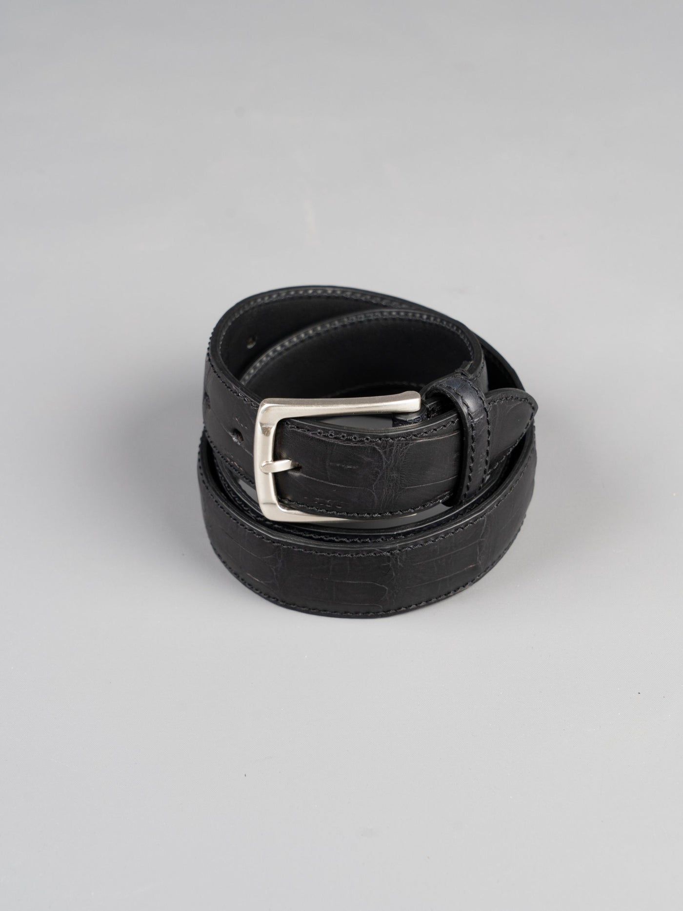 Crocodile Leather Belt - Sort