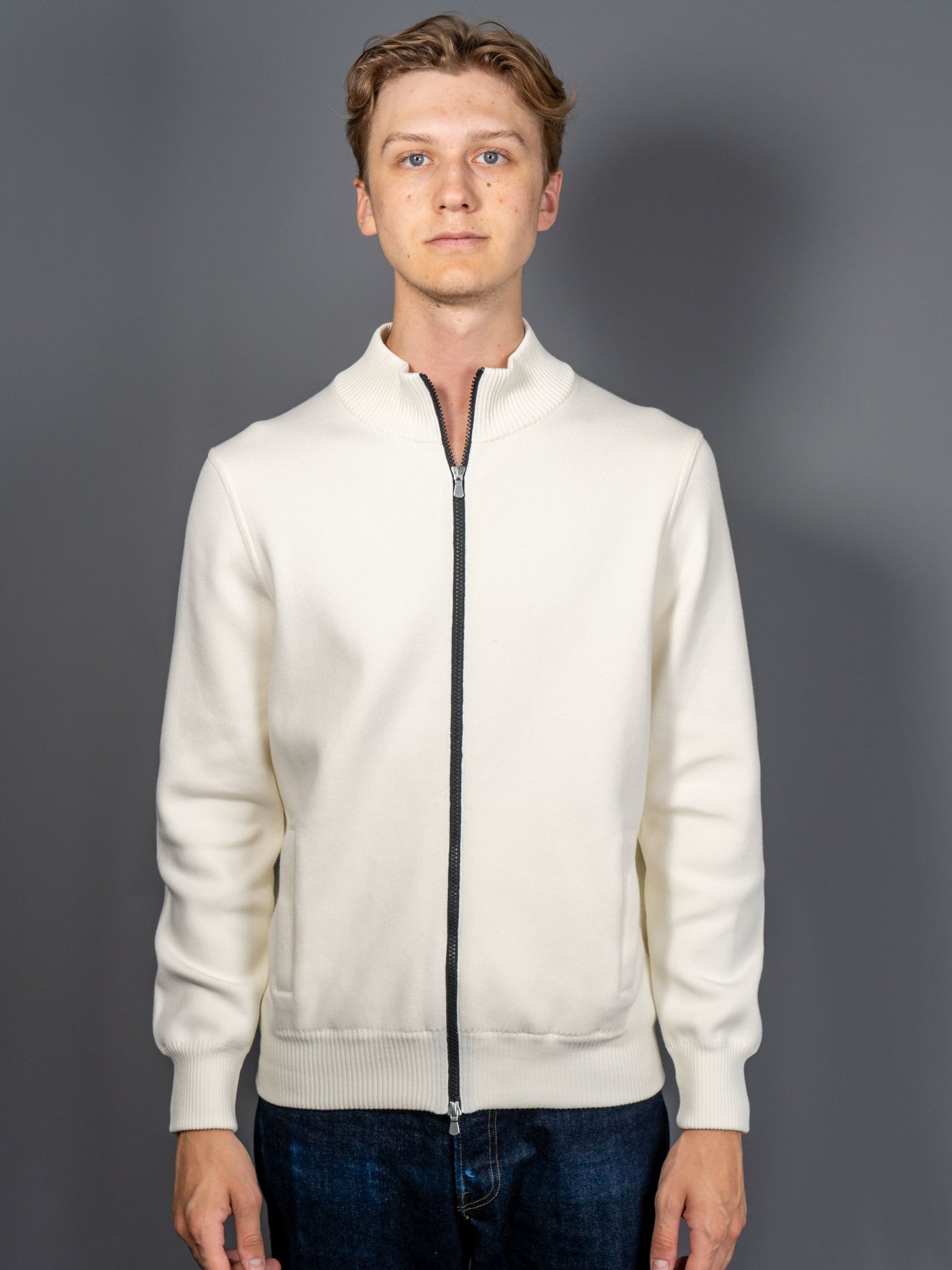 Cotton Full Zip Jacket - Hvid