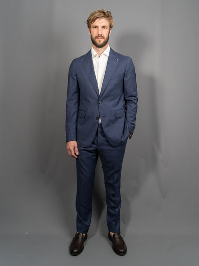 Checkered Super 110 Suit - Blå