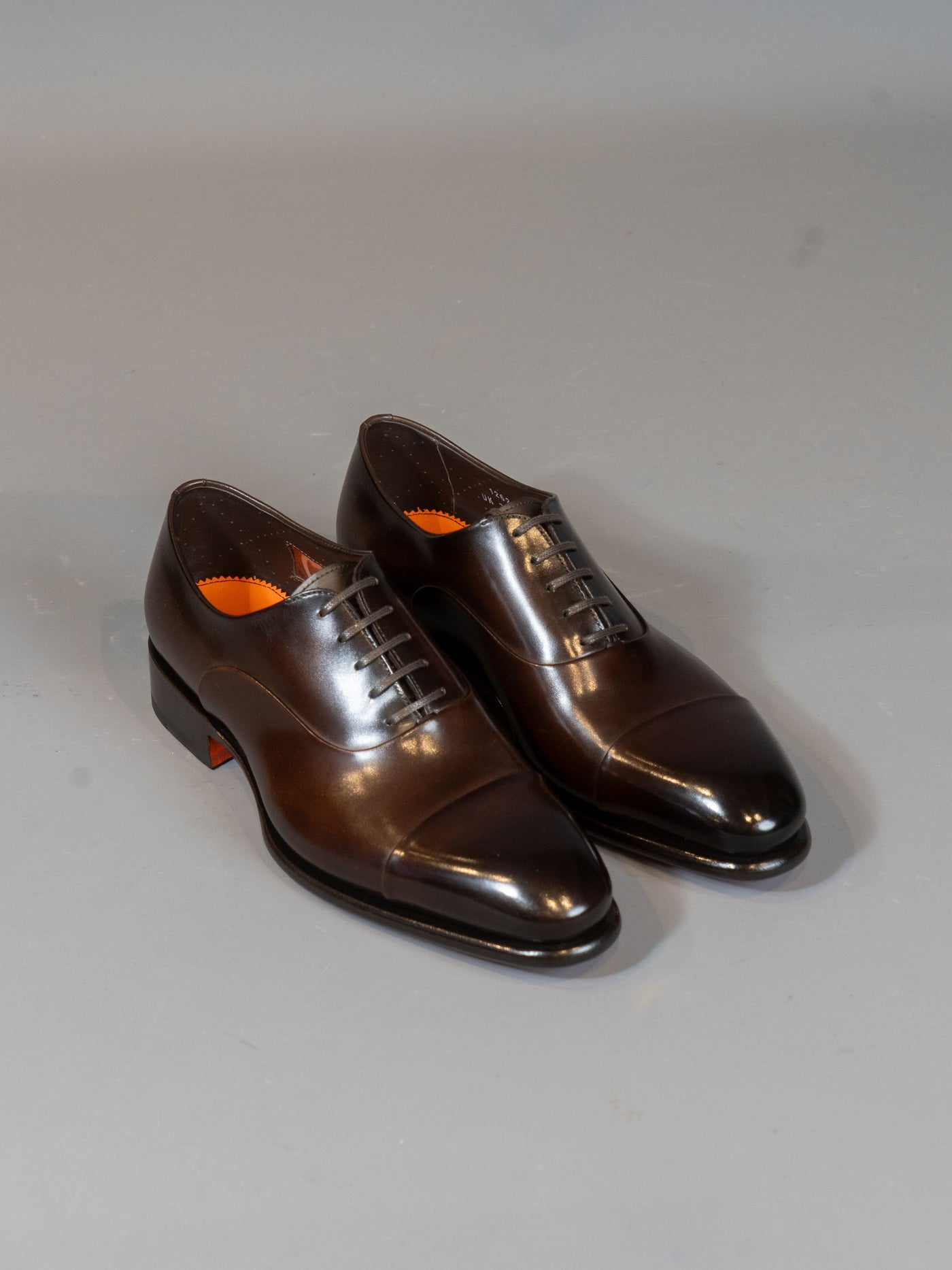 Polished Brown Leather Oxford Shoe - Brun