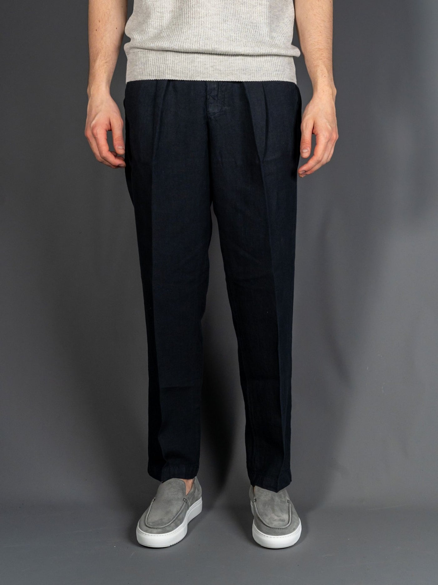 Wimbledon Regular Linen Pants - Navy