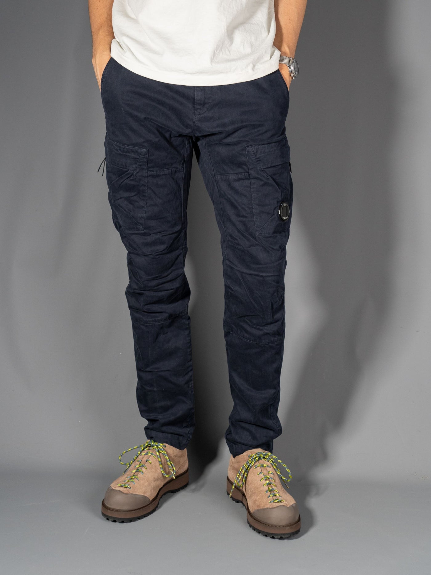 Stretch Sateen Ergonomic Lens Cargo Pants - Navy