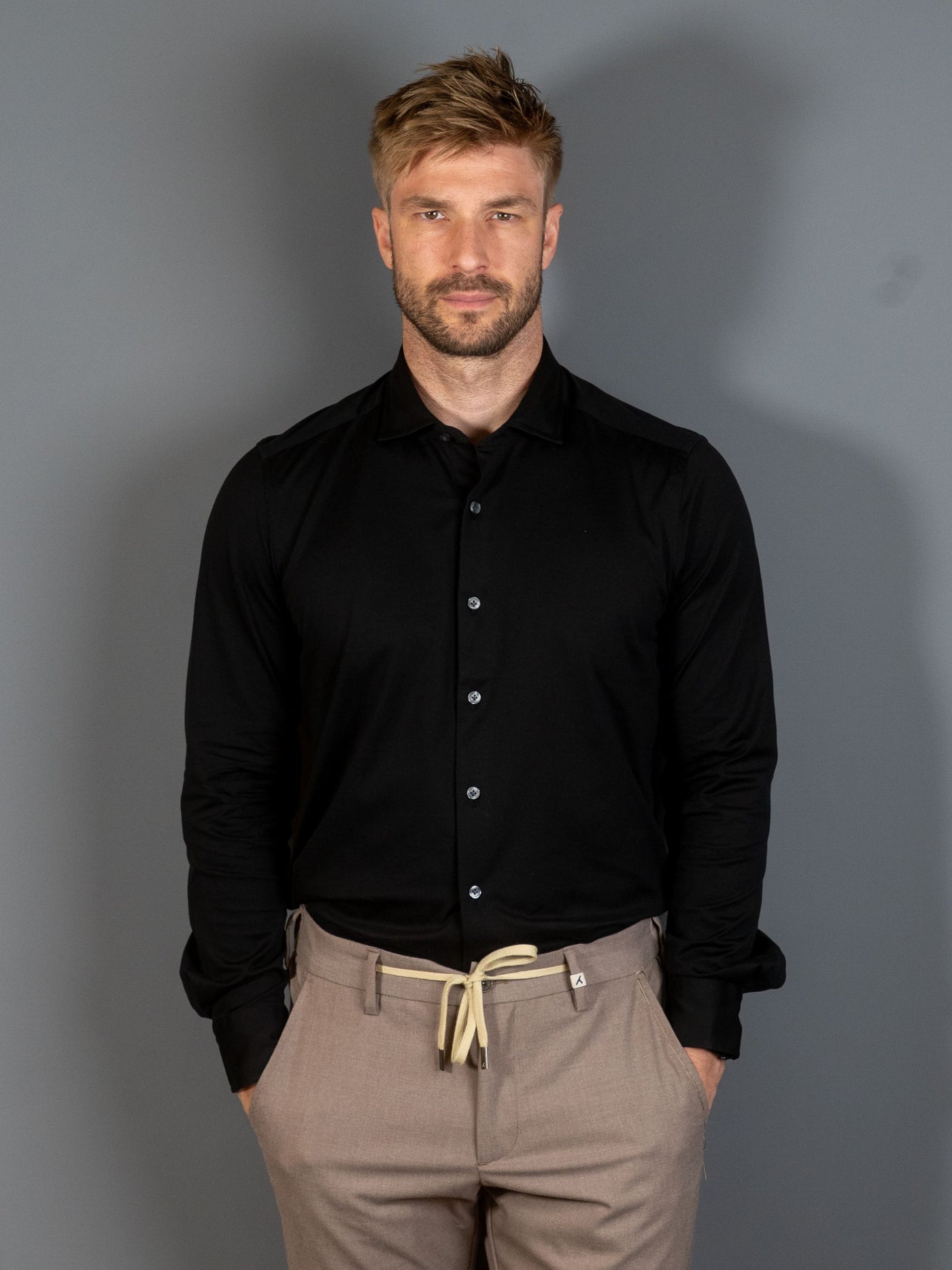 Cotton Stretch Luxury Shirt - Sort