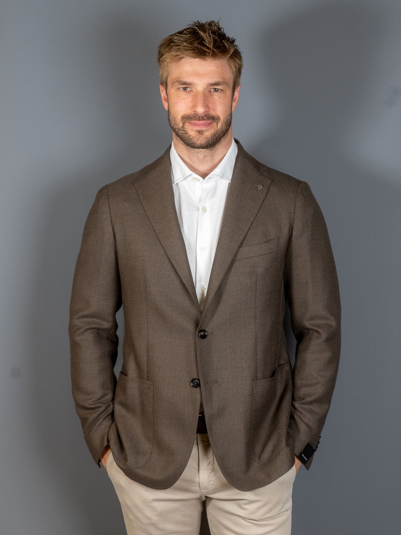 Wool Structured Blazer - Brun