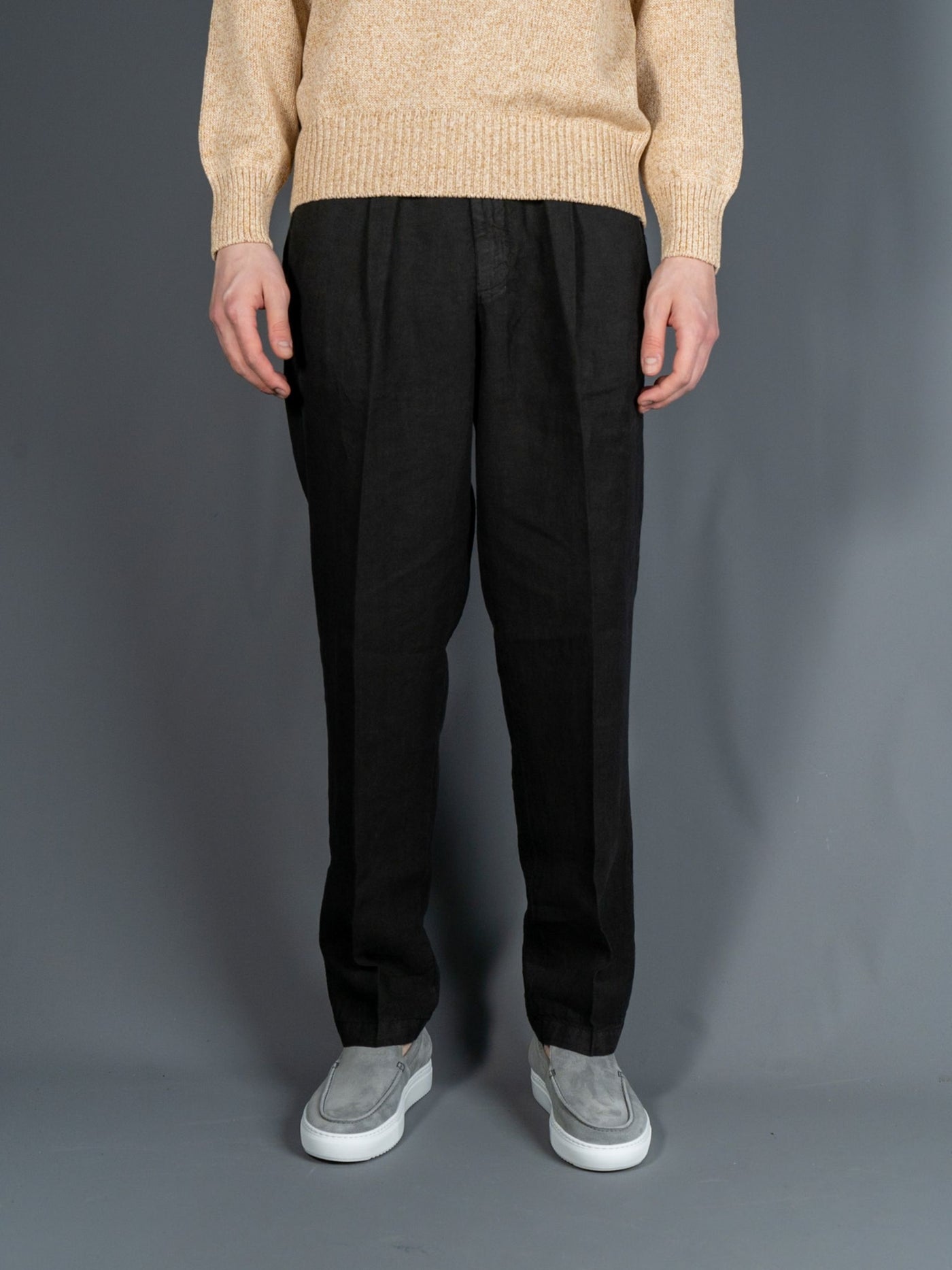 Wimbledon Regular Linen Pants - Sort