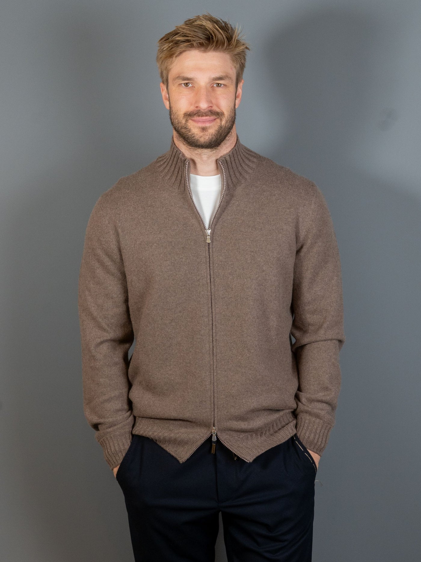 Felted Cashmere Zip - Brun