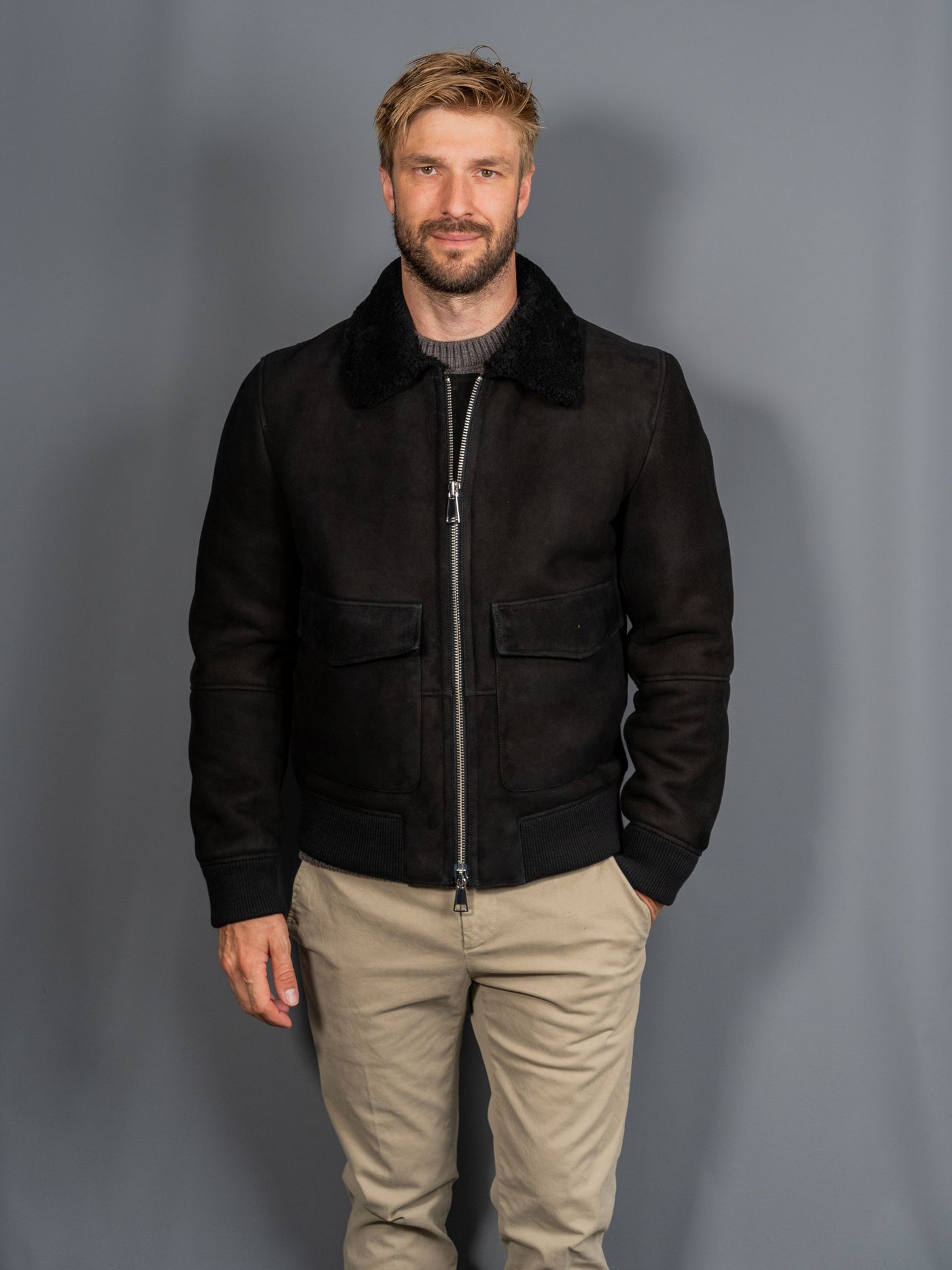 Montone Shearling Jacket - Sort