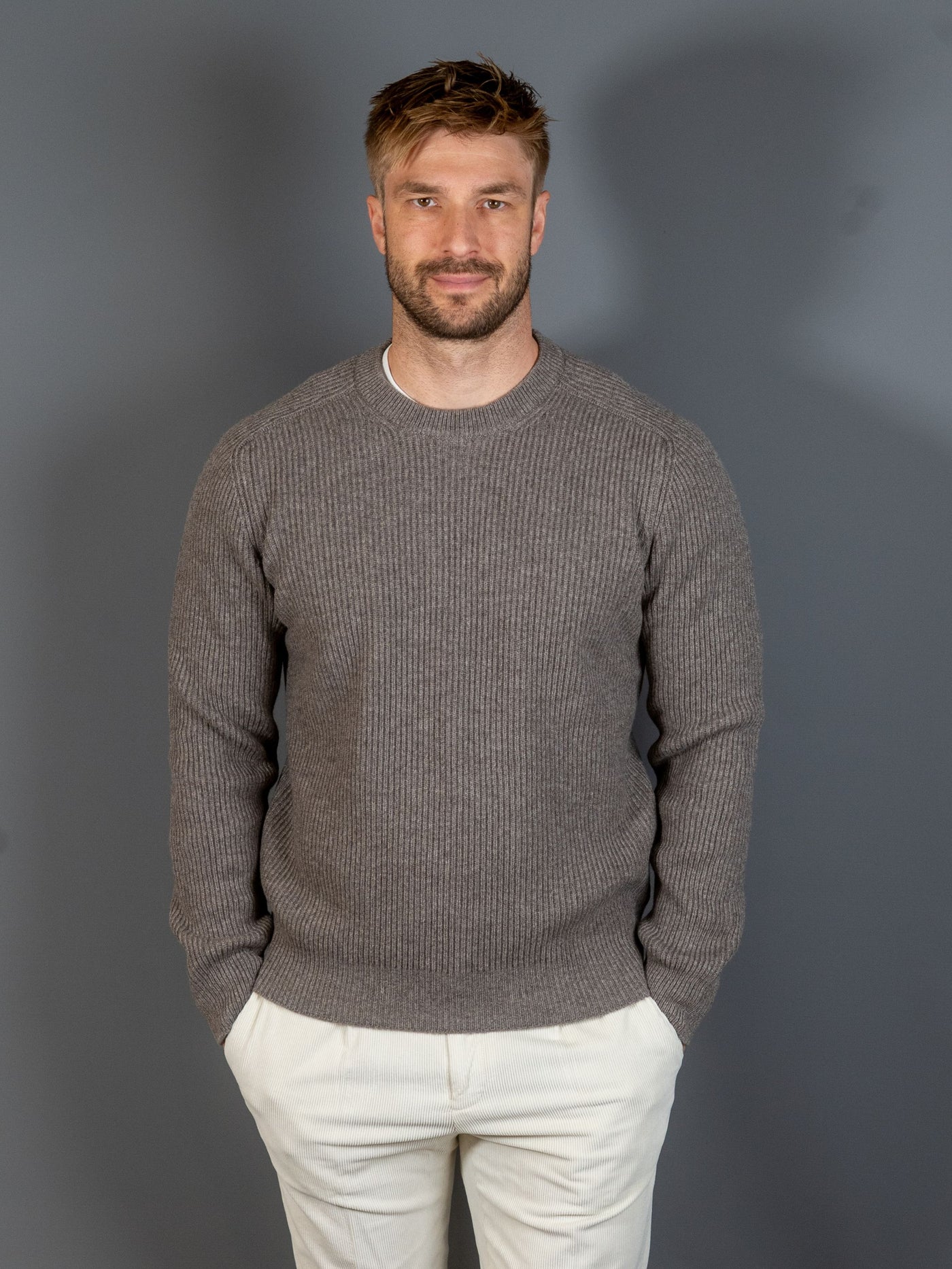 Rib Knit Cashmere Lana Wool - Brun