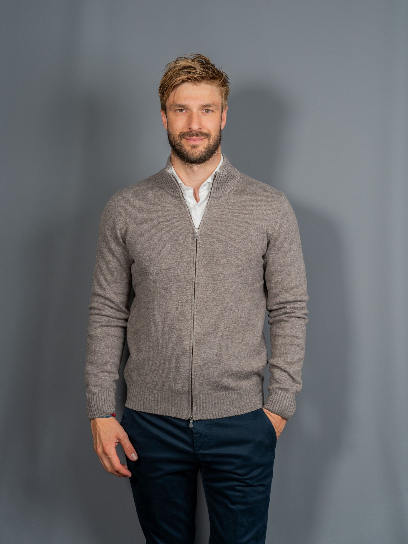 Wool Cashmere Zip - Brun