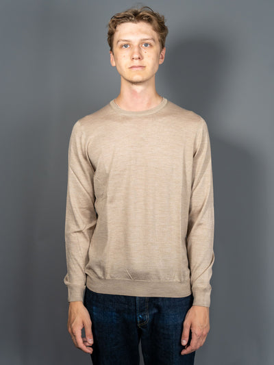 Wool Silk C-Neck Sweater - Sand