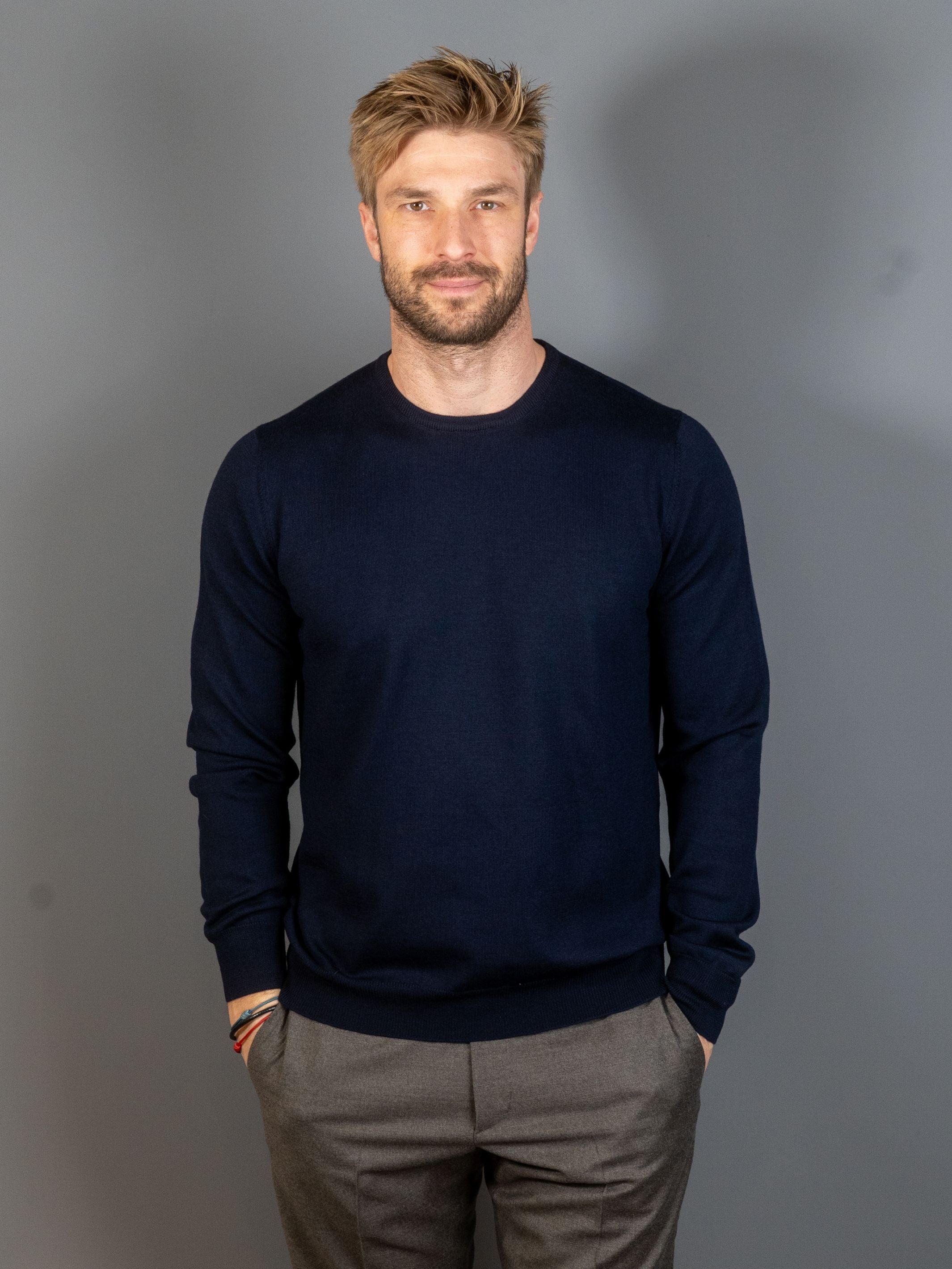 Merino Wool C-Neck - Blå