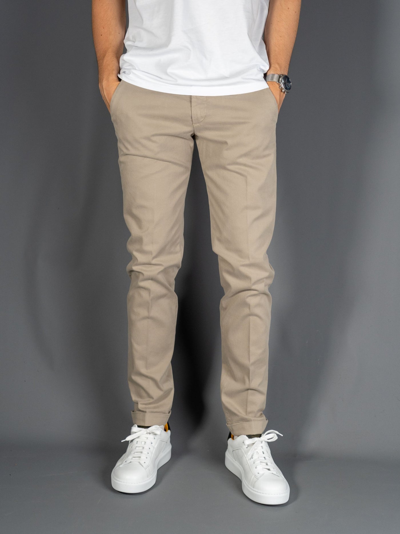 Cotton Stretch Slim fit Pants - Sand