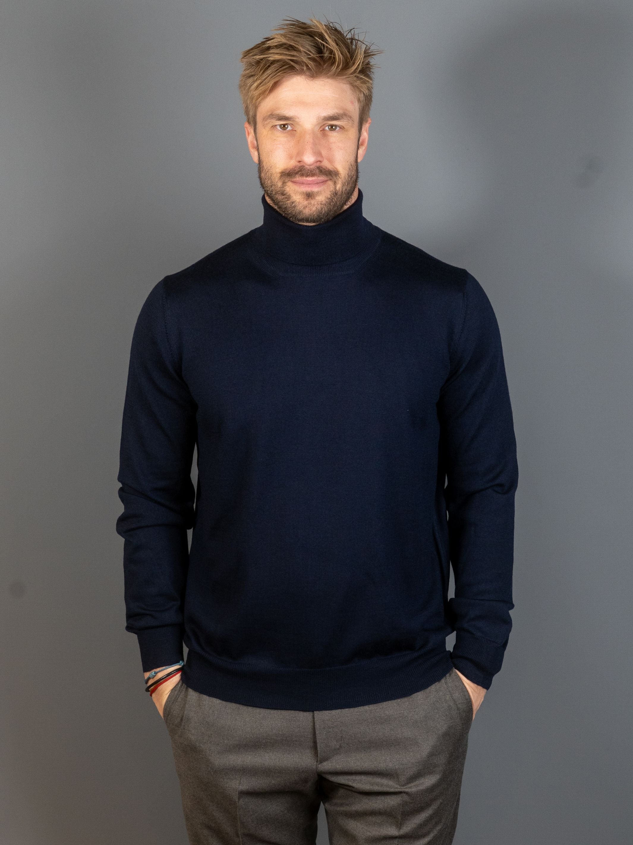 Merino Wool Turtleneck - Blå