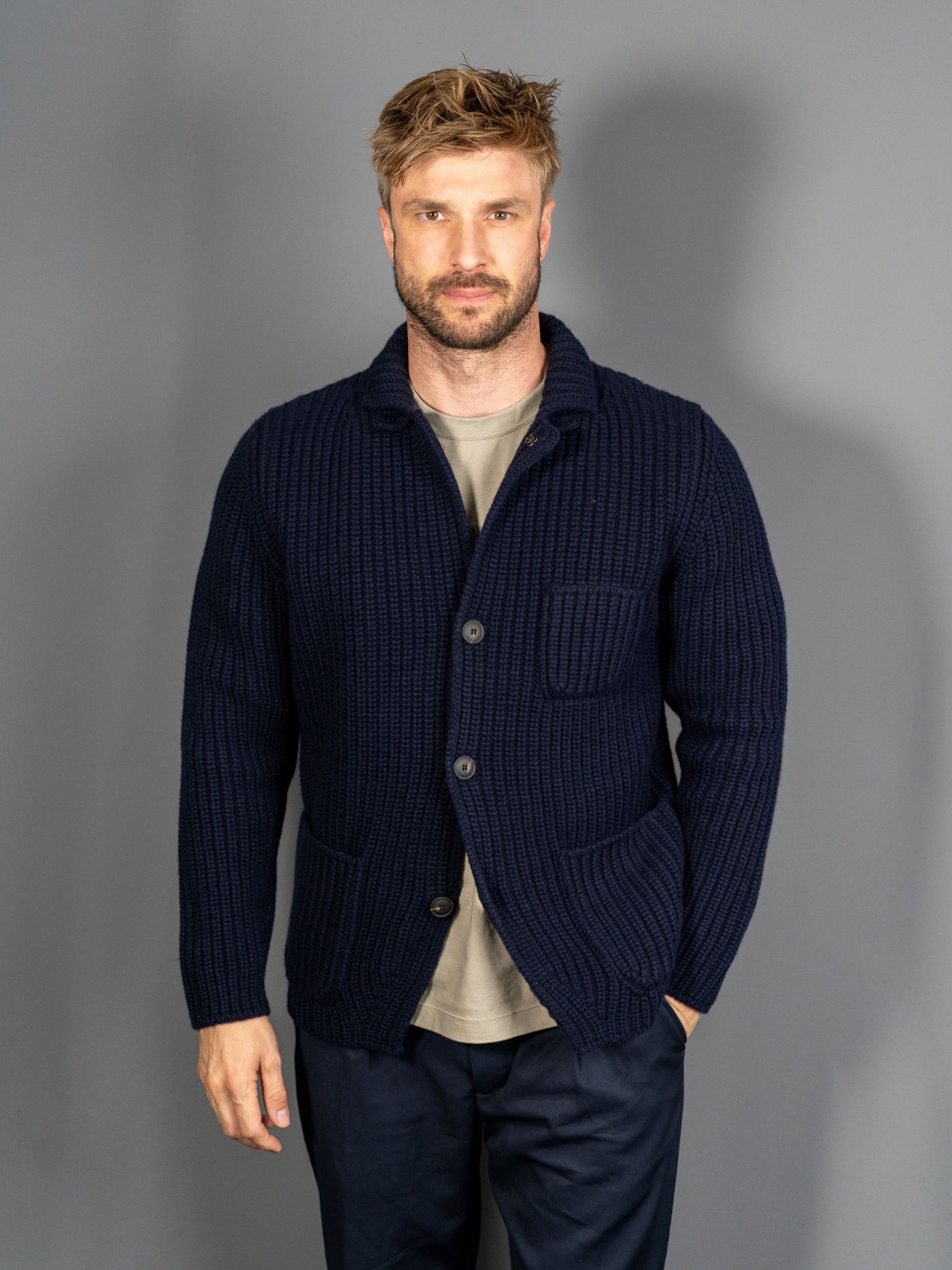 Wool Cardigan - Navy