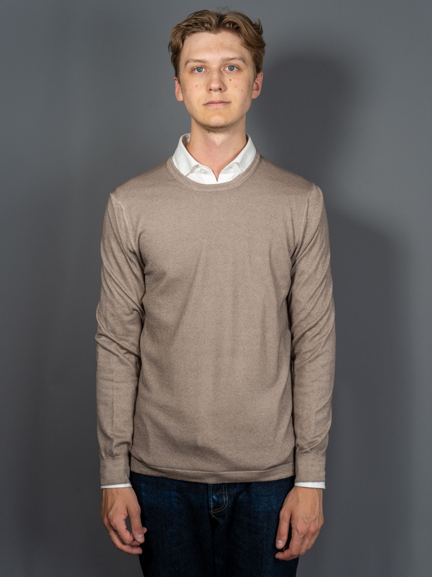 Light Cashmere C-Neck Sweater - Sand