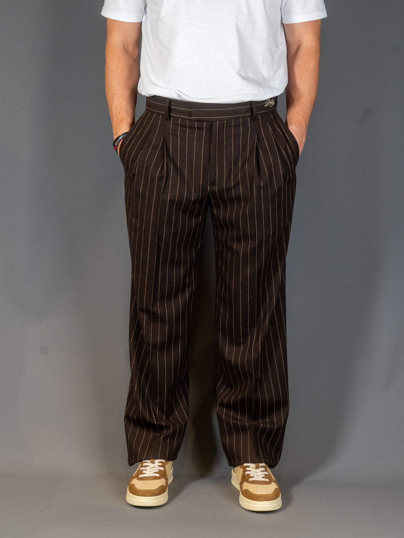 Le Pantalon Pinstripes – Brun