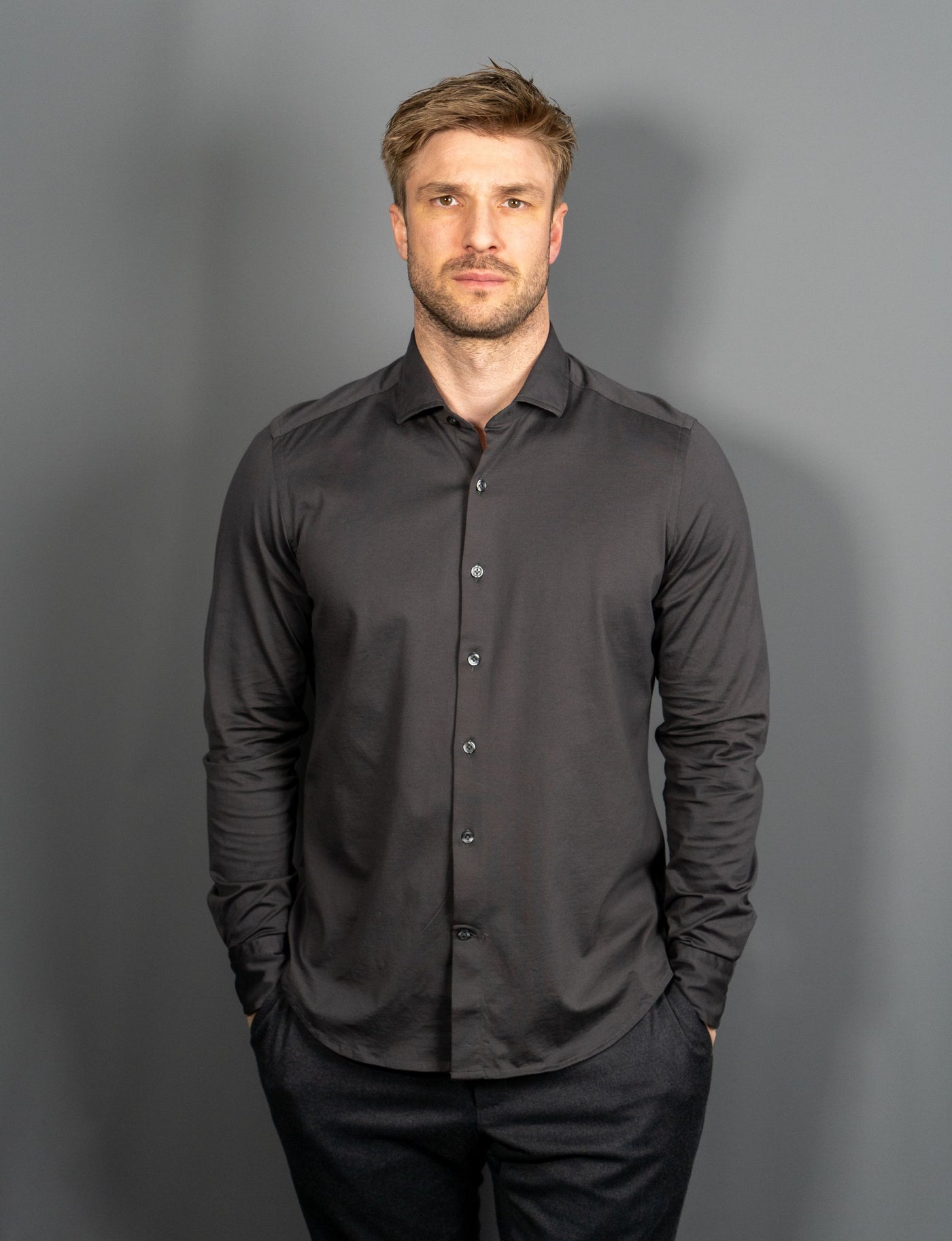 Cotton Stretch Luxury Shirt - Grå