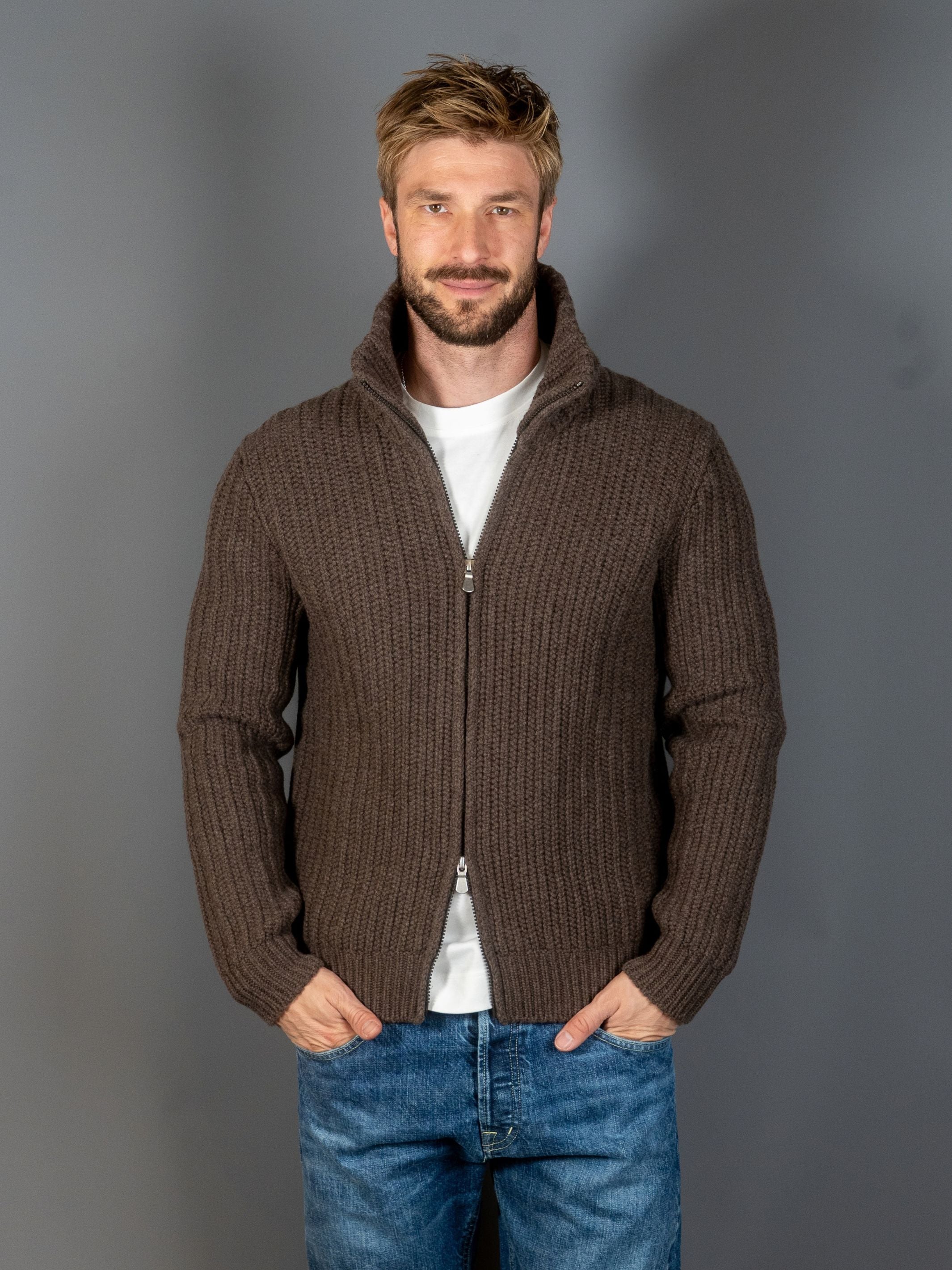 Full Zip Cardigan - Brun