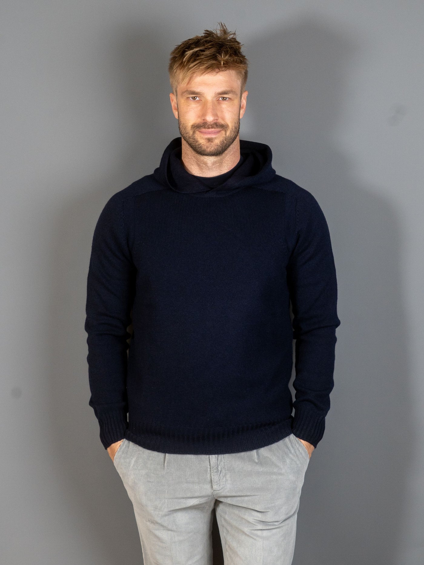 Wool Hoodie - Navy