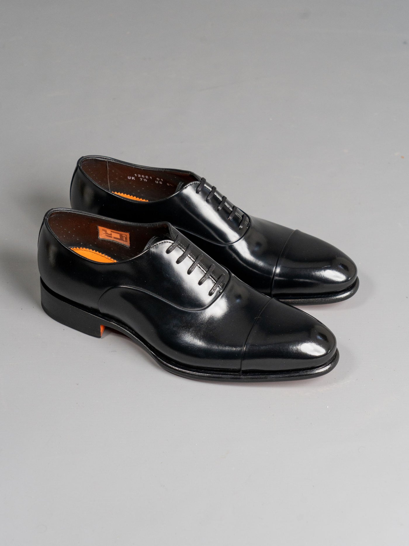 Polished Black Leather Oxford Shoe - Sort