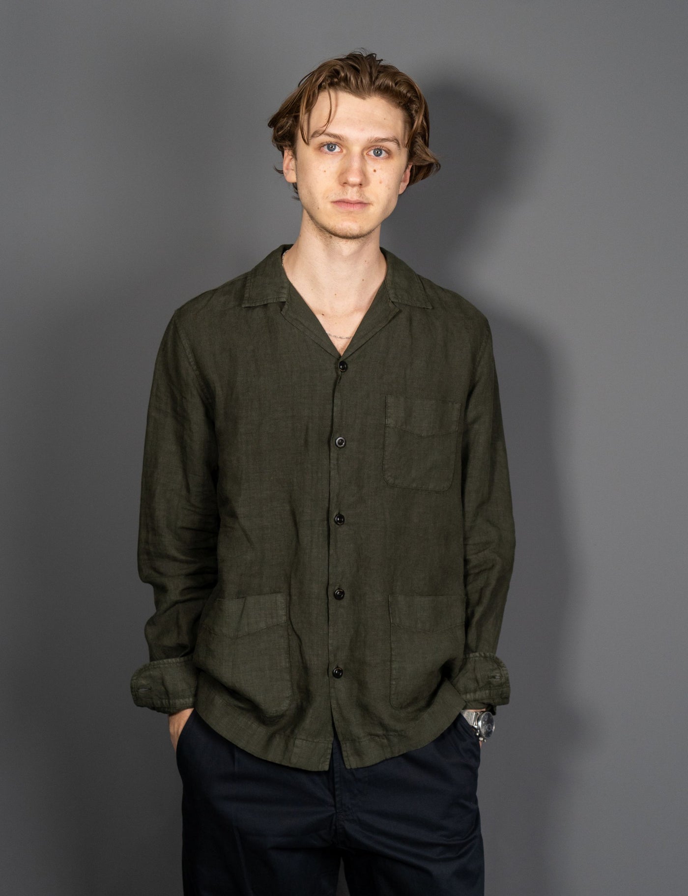 Linen Overshirt - Grøn