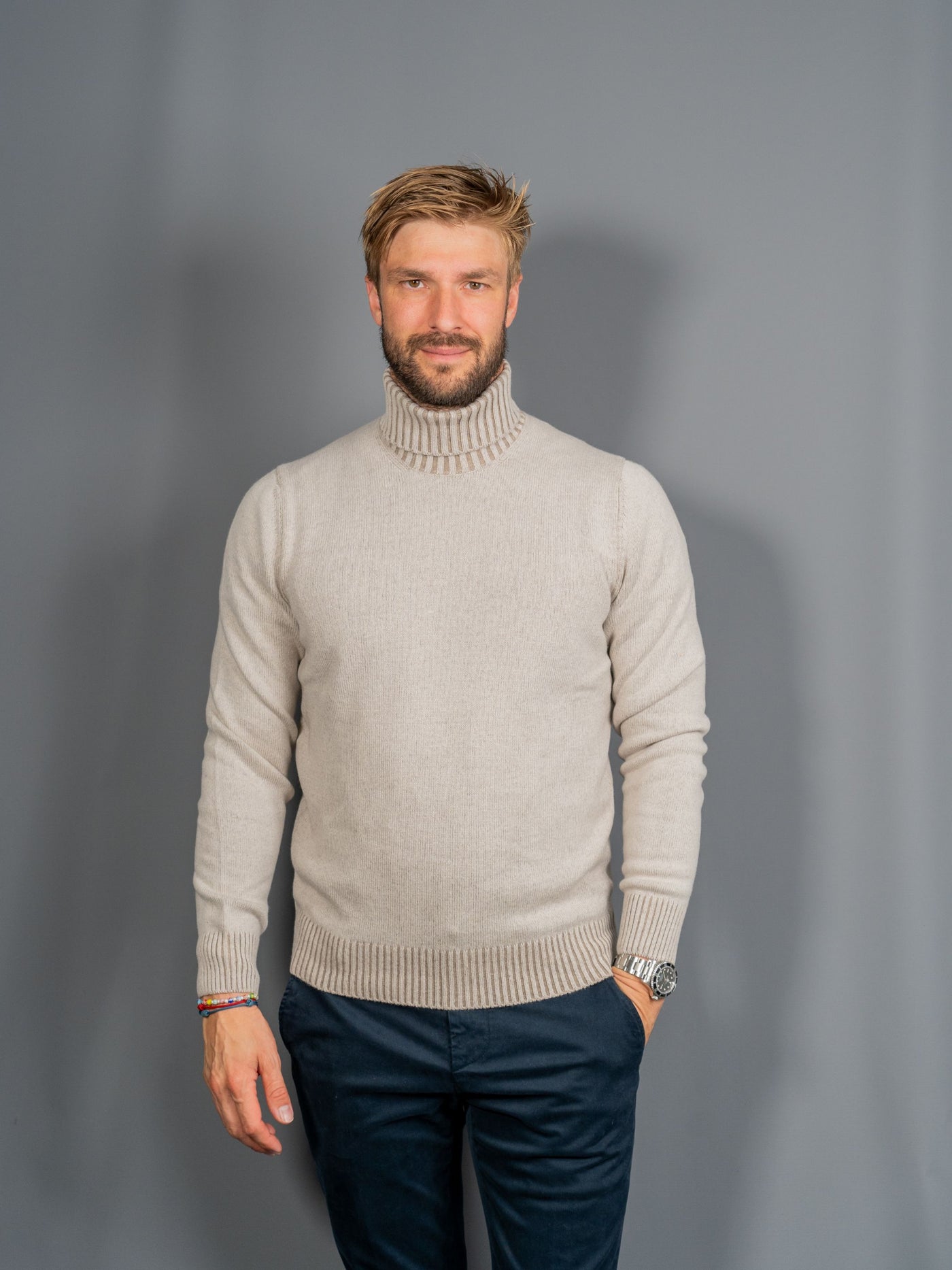 Wool Cashmere Turtleneck - Sand