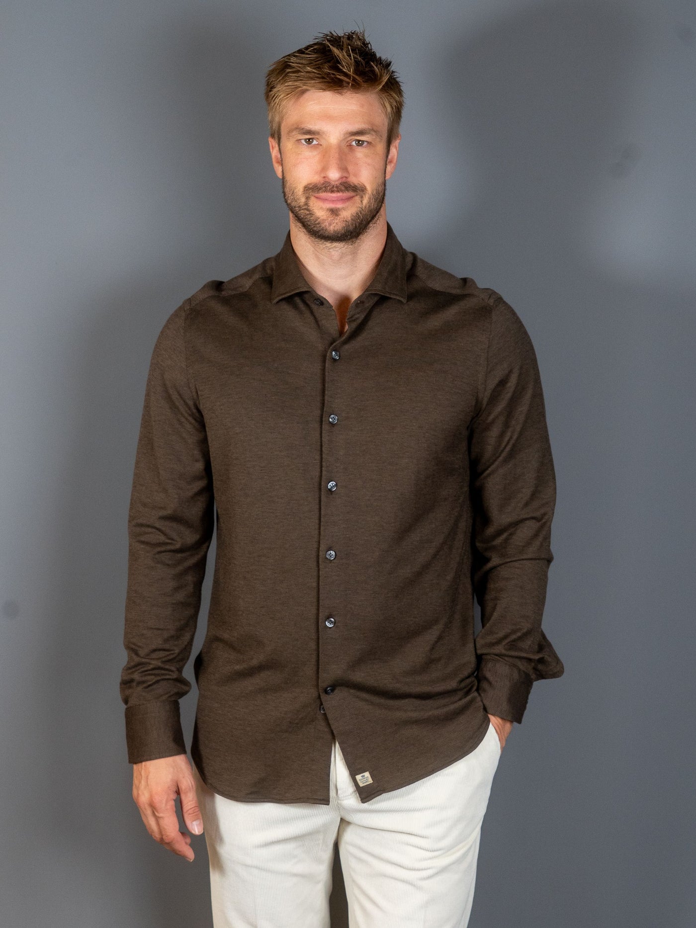 Cotton Lyocell Luxury Shirt - Brun