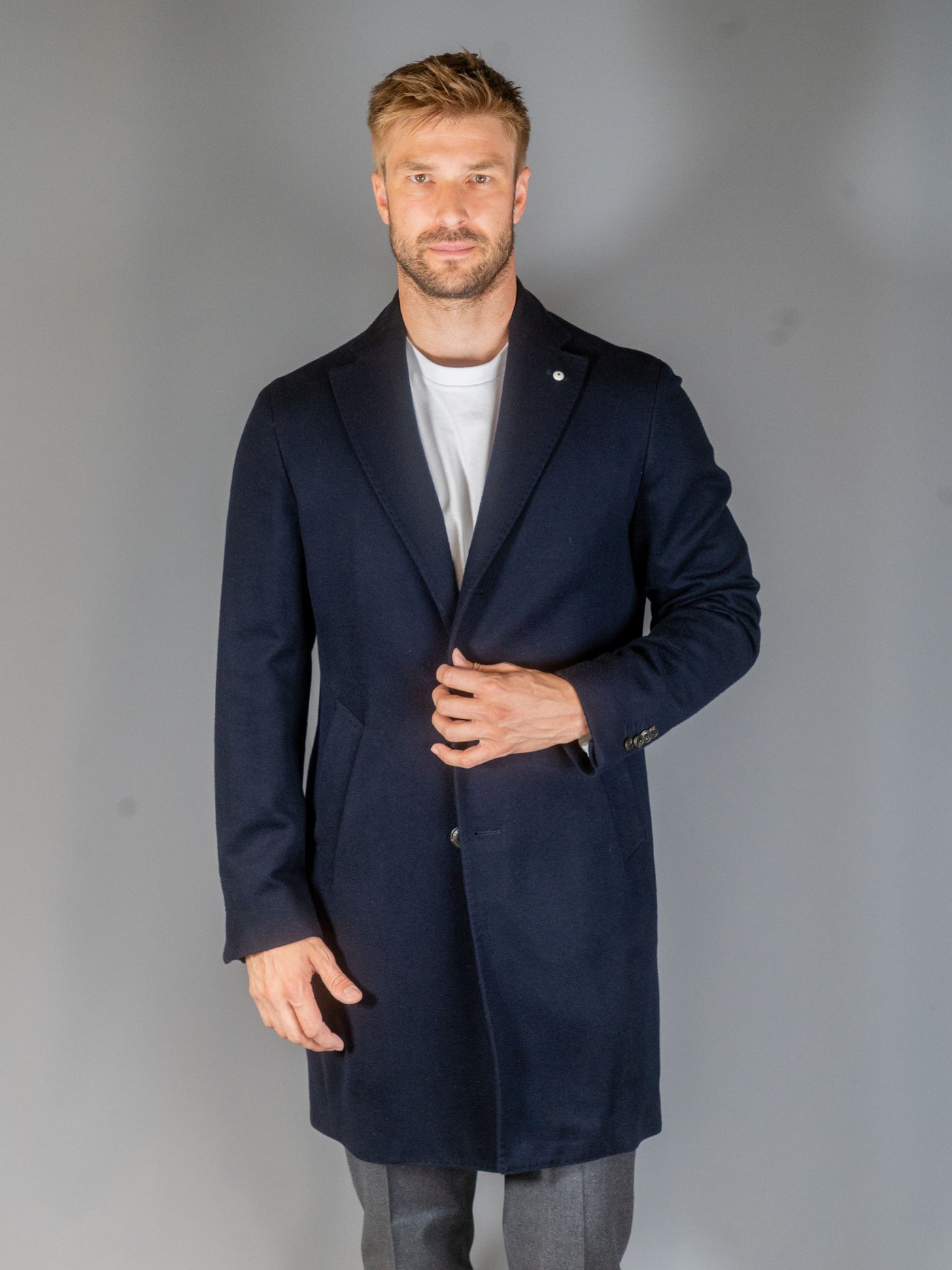 Wool Cashmere Coat - Navy