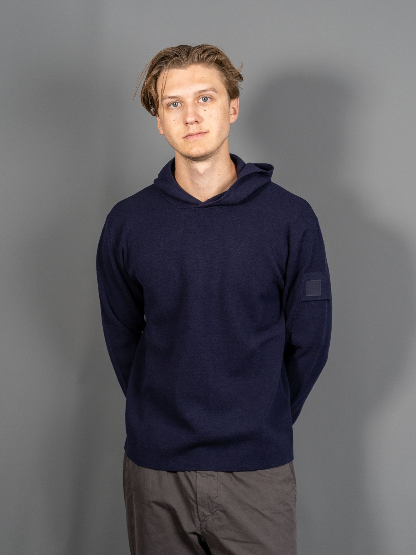 Metropolis Series Extra Fine Merino Wool Hooded Sweatshirt - Navy