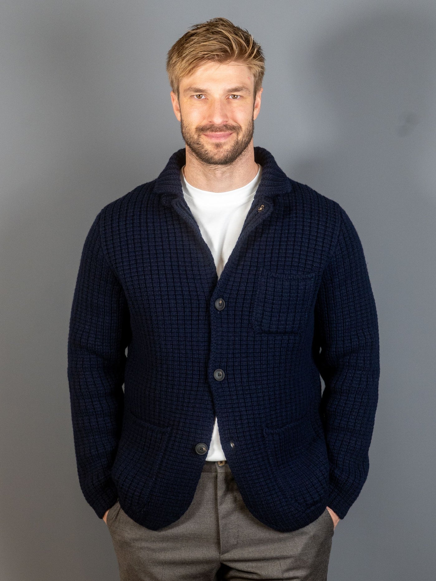 Wool Cardigan - Navy