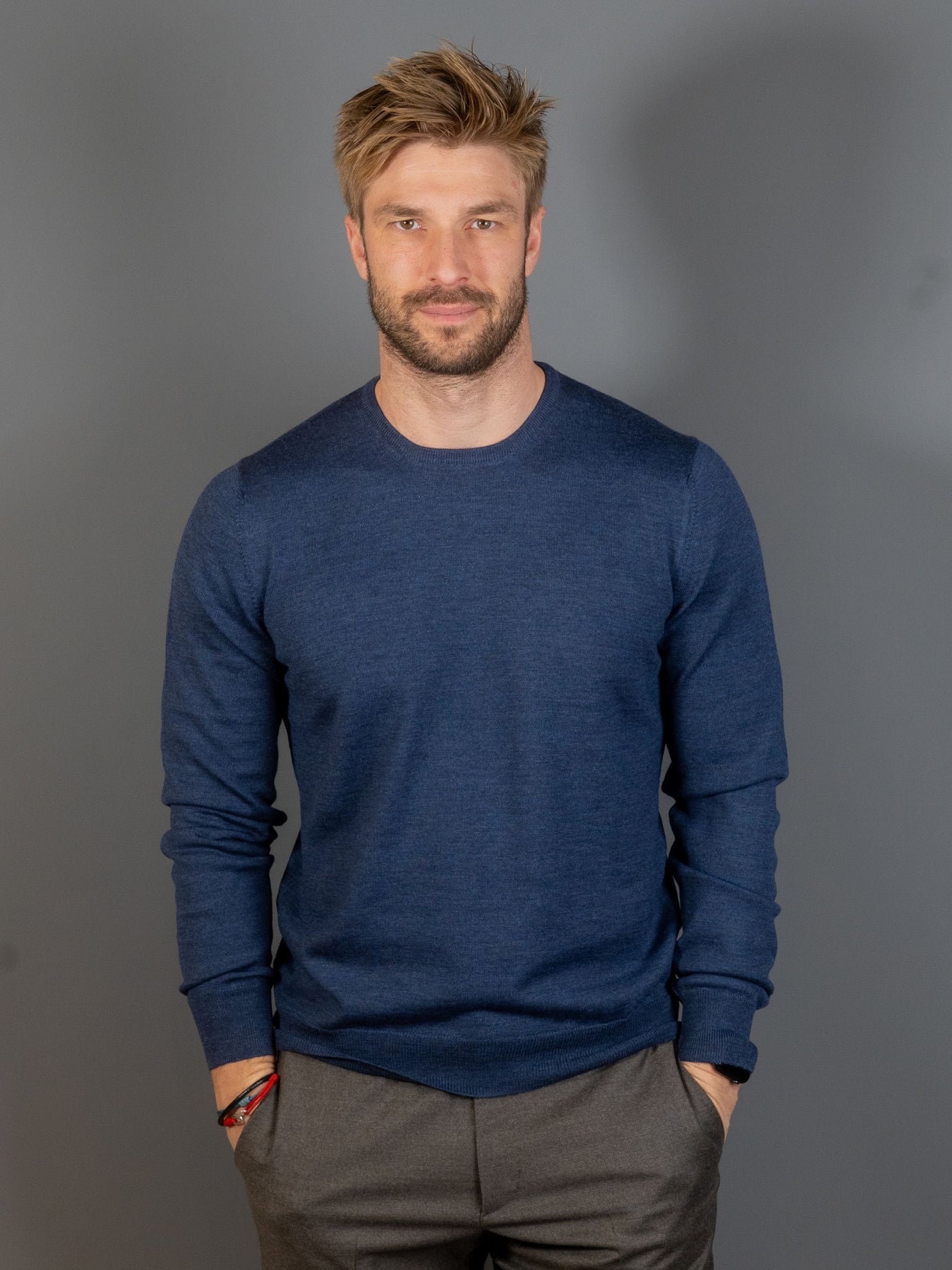 Merino Wool C-Neck - Blå