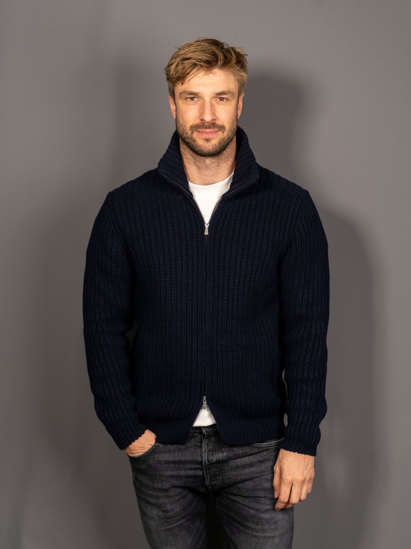 Full Zip Cardigan - Navy