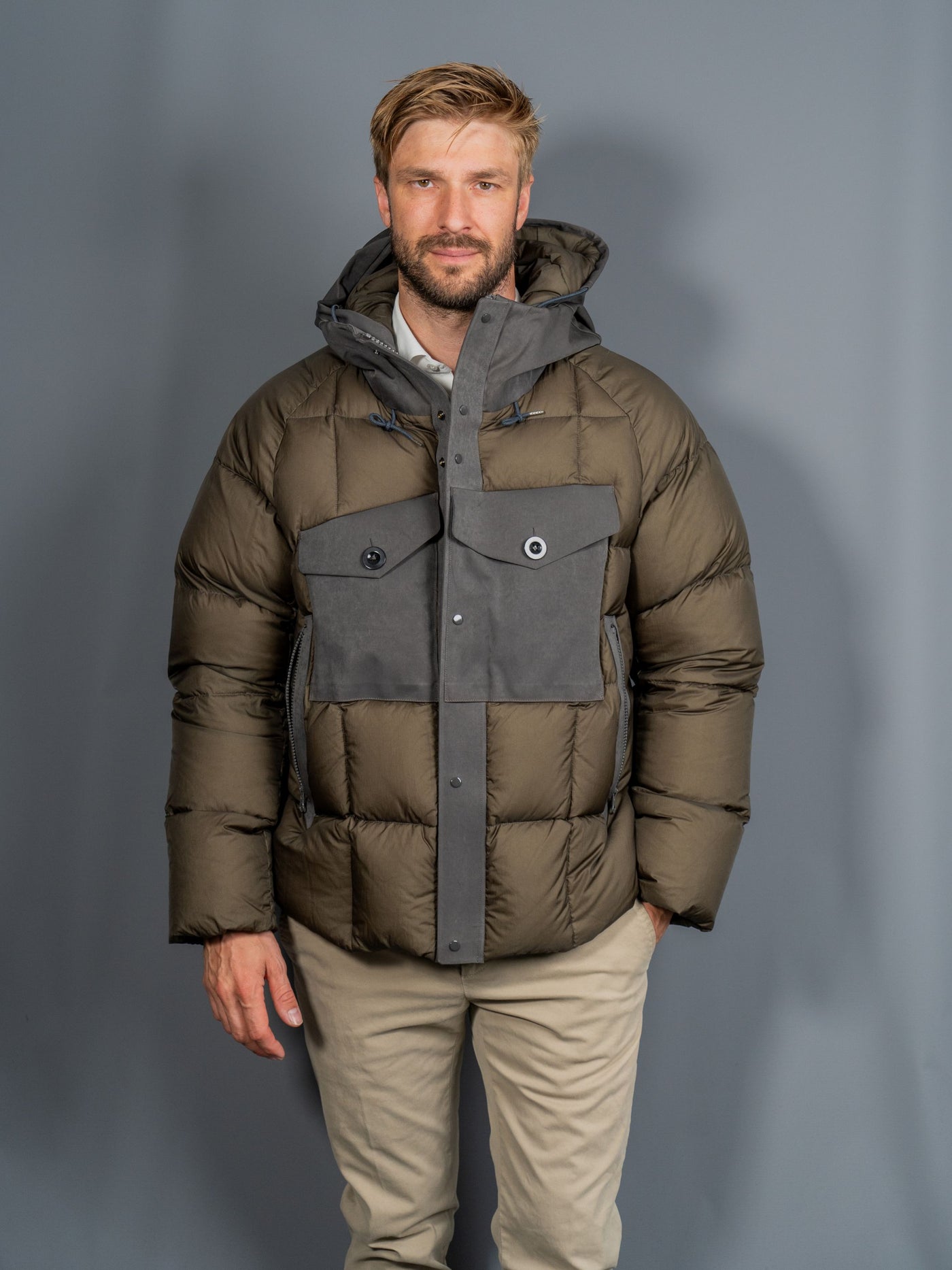 Tanker Combo Down Jacket - Brun