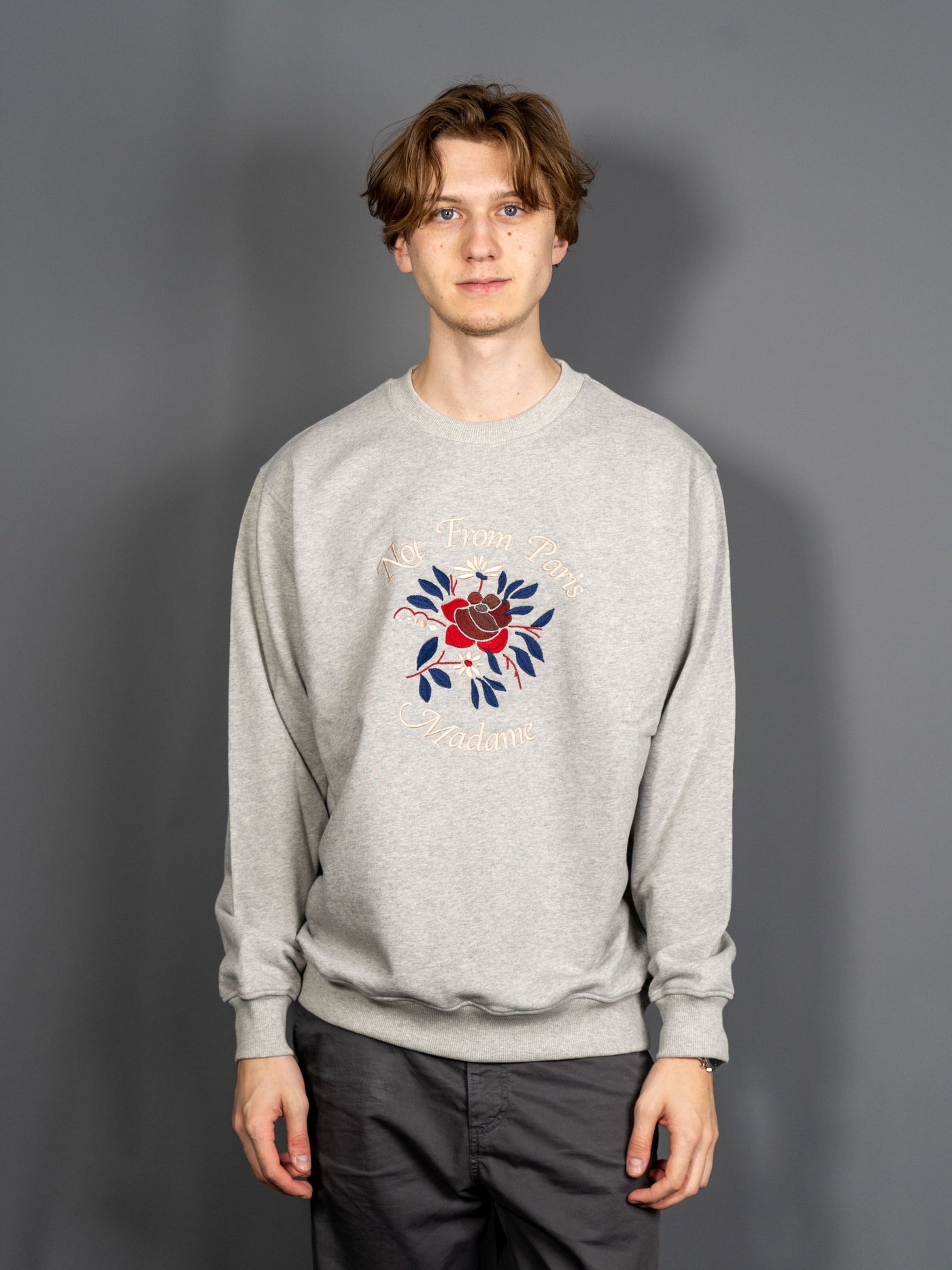 Le Sweatshirt Slogan Fleurs - Grå