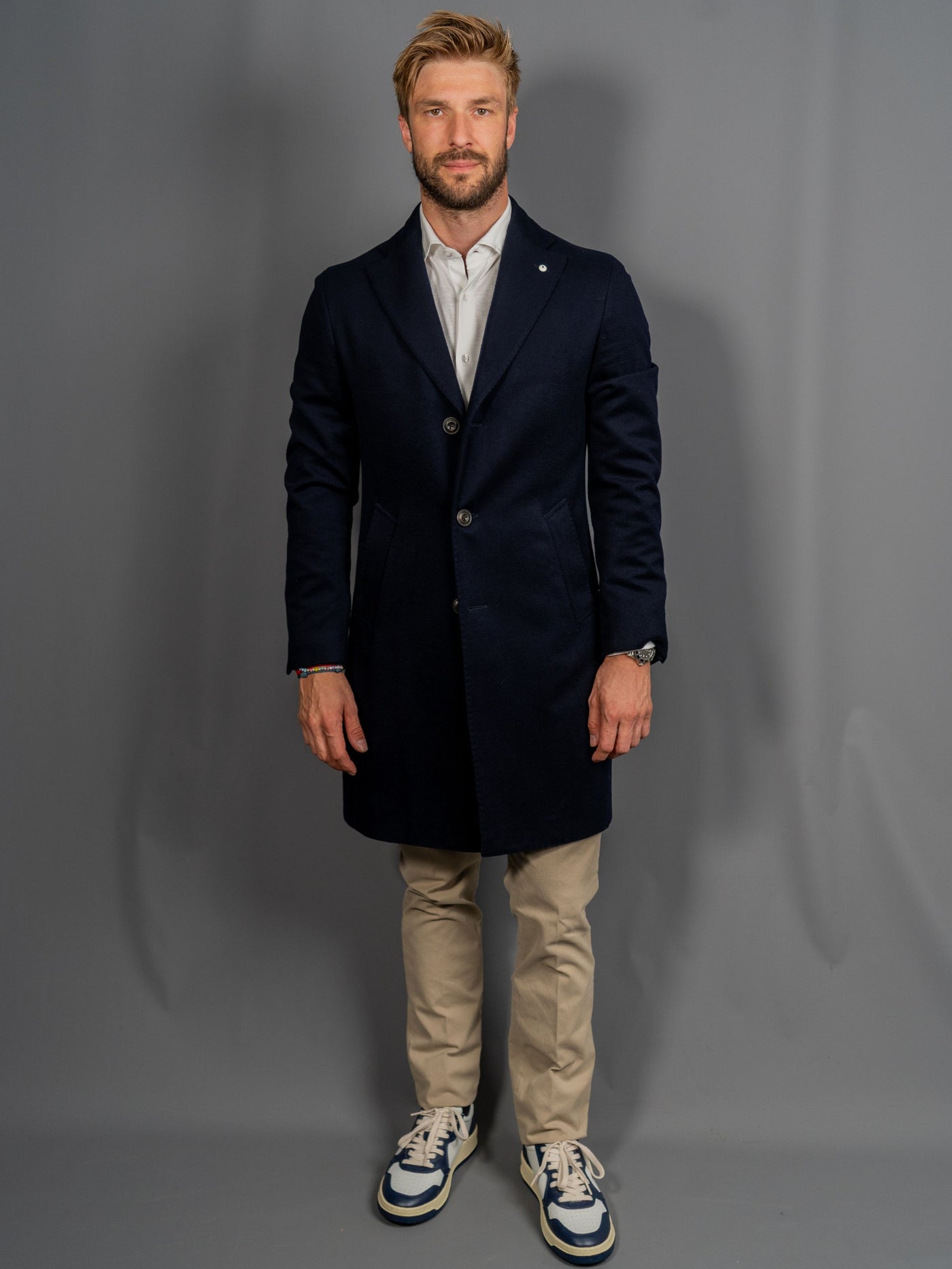 Wool Cashmere Coat - Navy