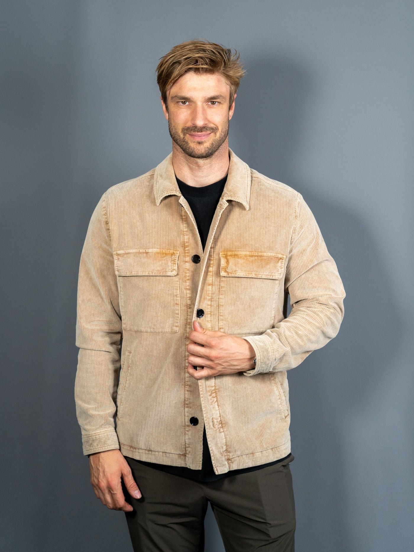 Corduroy Regular Fit Overshirt - Sand