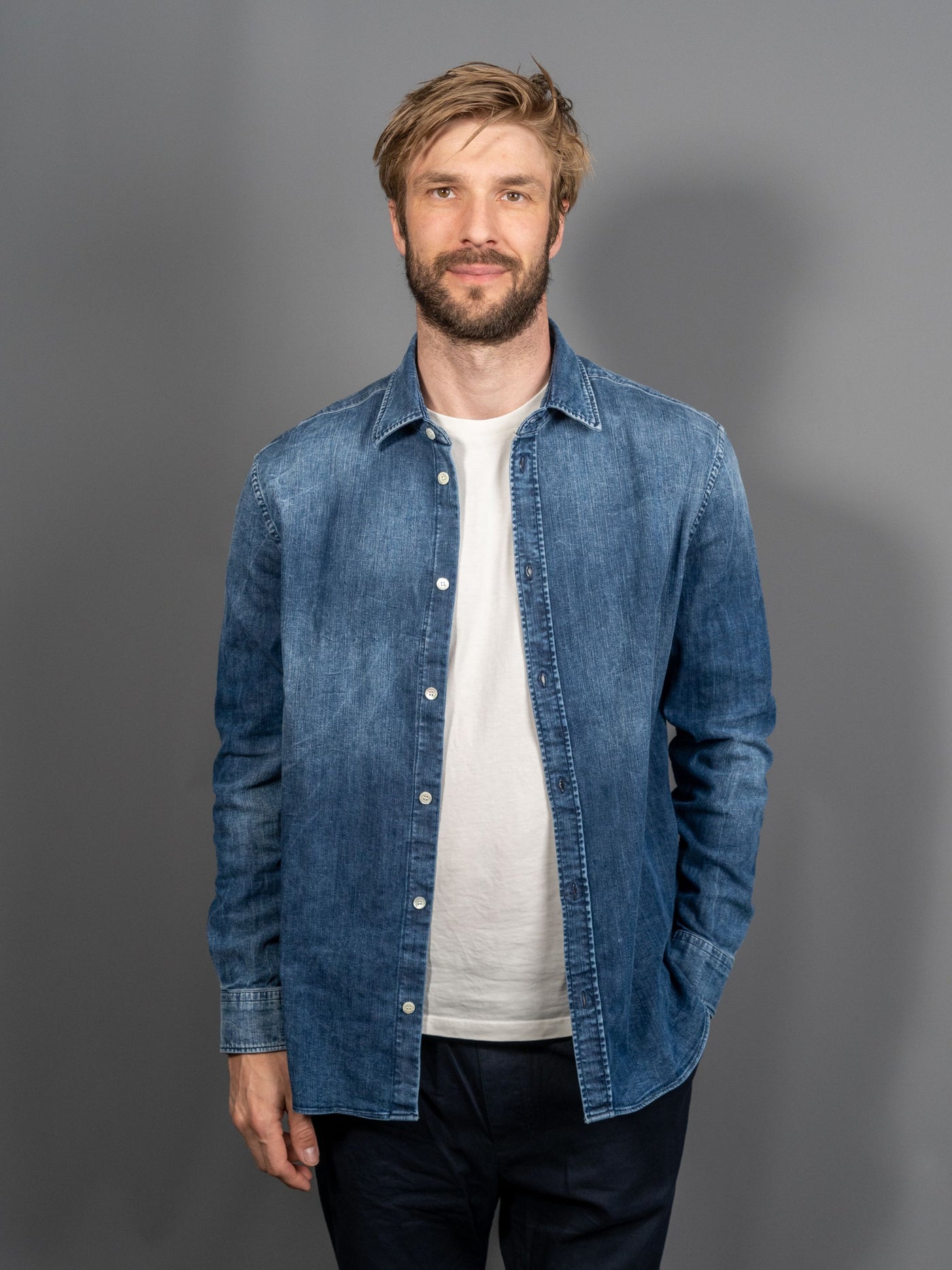 Washed Denim Shirt - Blå