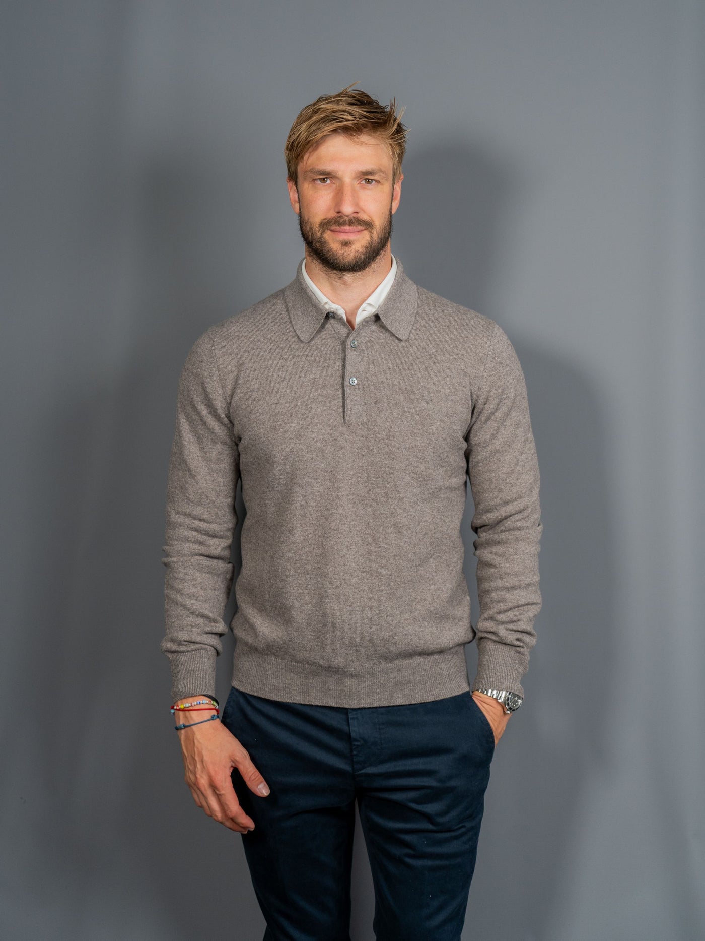 Longsleeve Knit Polo - Brun