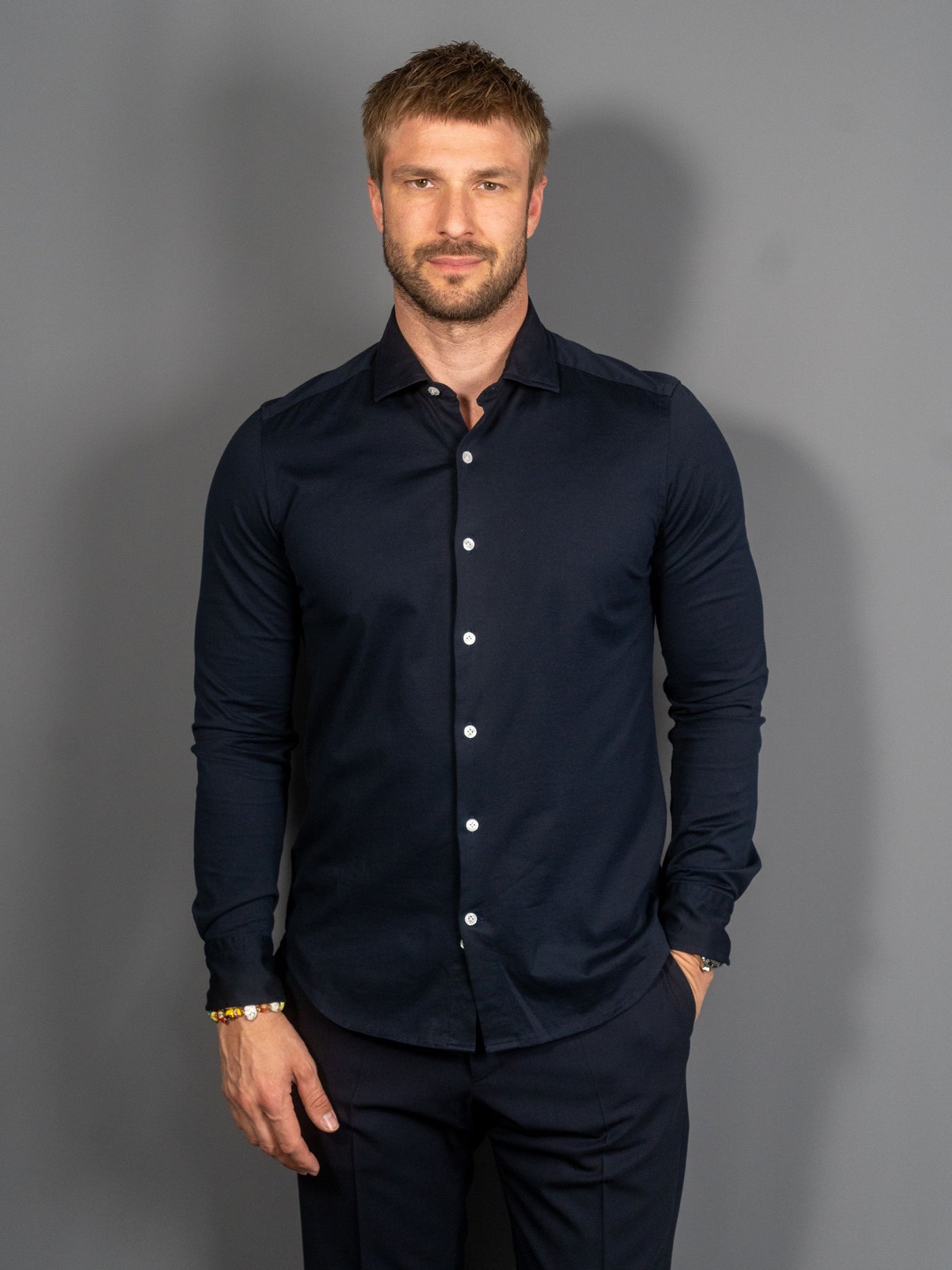 Cotton Stretch Luxury Shirt - Navy