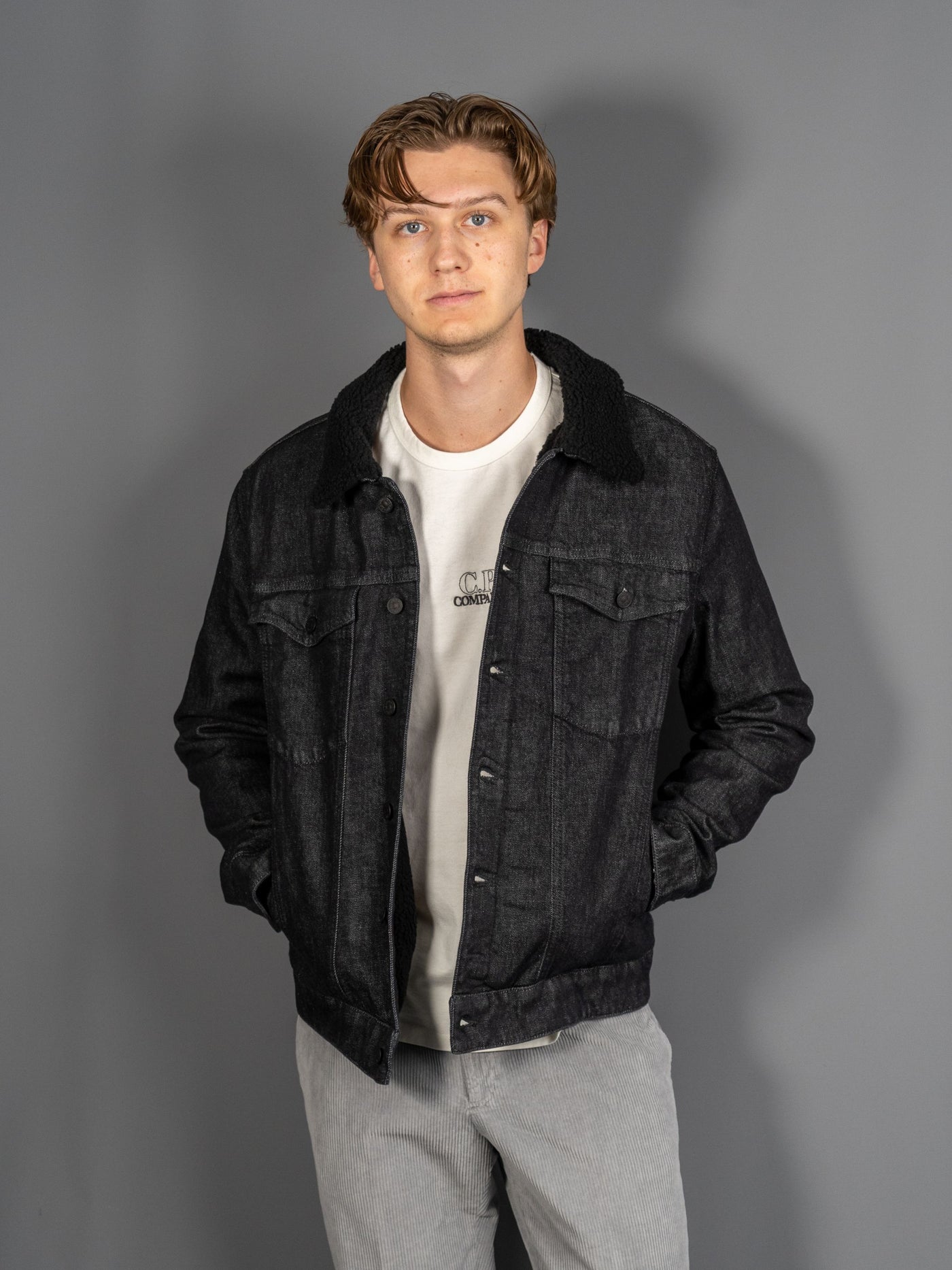 Teddy Lined Denim Jacket - Sort