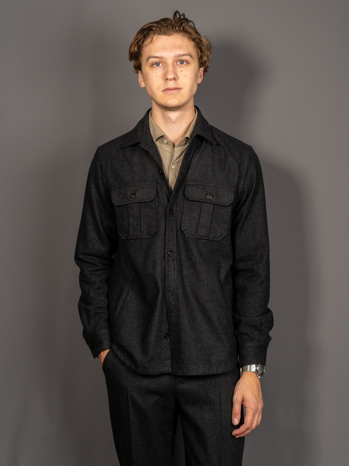 Flannel Overshirt Suit - Grå