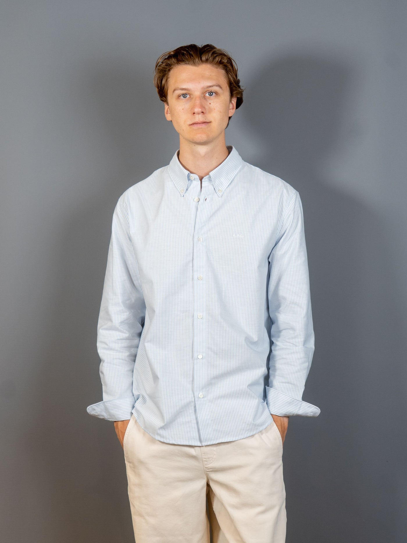Chemise Greg Oxford Stripe - Lyseblå