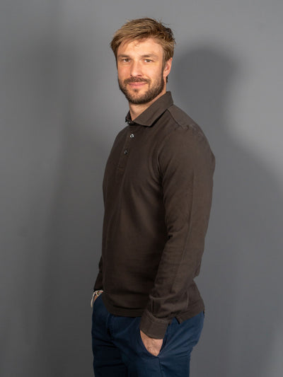 Longsleeve Polo - Brun