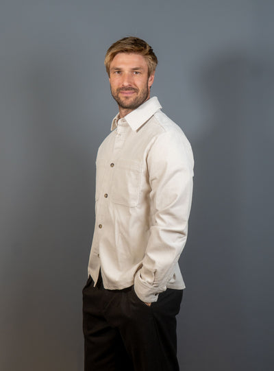 Leon Corduroy Overshirt - Lysegrå