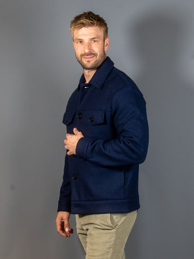Wool Blend Jacket Regular Fit - Navy