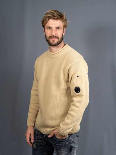 Lambswool Lens Knitted Jumper - Beige