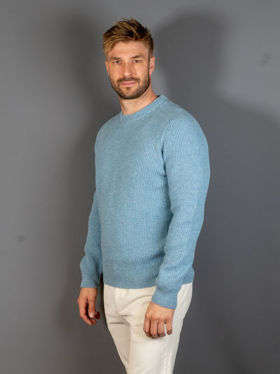Rib Knit Cashmere Lana Wool - Lyseblå