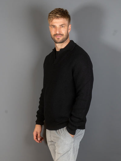 Rib Knit Skipper Polo Wool - Sort