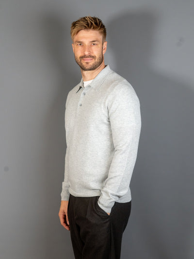 Longsleeve Knit Polo  - Grå